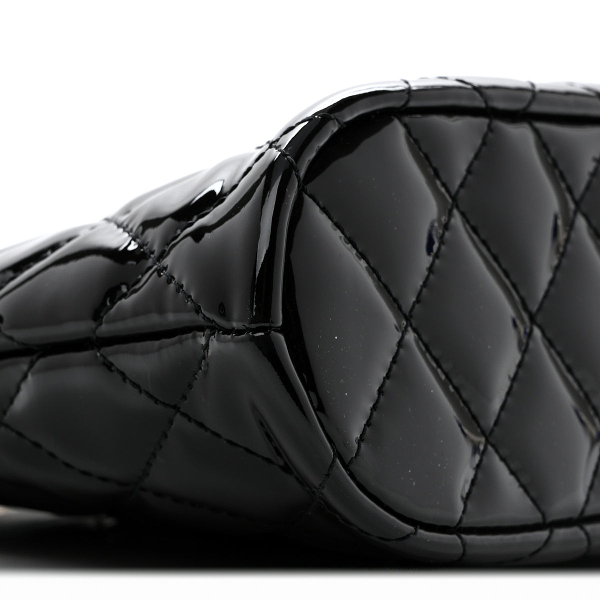Patent Quilted Shiny Coco Small Shopping Bag Black