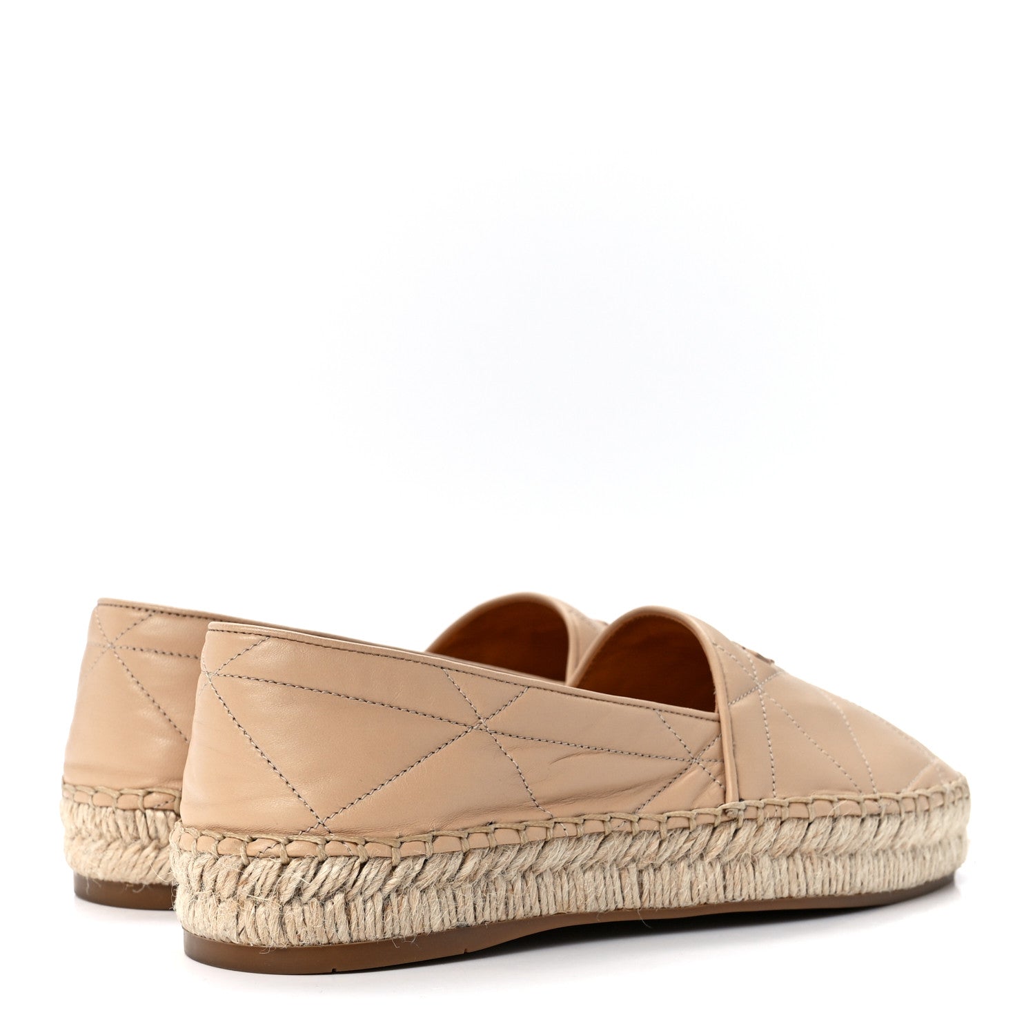 Prada Nappa Quilted Logo Espadrilles 36 Beige 4 of 8