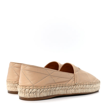 Prada Nappa Quilted Logo Espadrilles 36 Beige 4 of 8