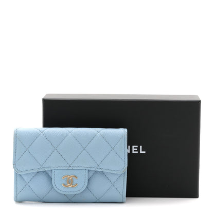 Chanel Caviar Quilted Flap Card Holder Wallet Light Blue 9 of 9
