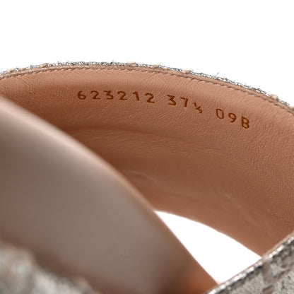 Gucci Lame Heritage GG Monogram Angelina Platform 55mm Slide Sandals 37.5 Silver Beige 9 of 9
