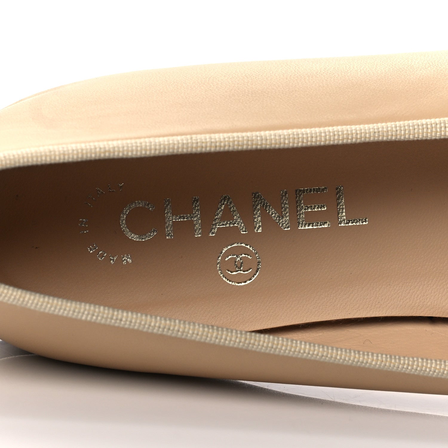 Chanel Lambskin Cap Toe CC Ballerina Flats 40 Beige Black 8 of 13