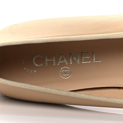 Chanel Lambskin Cap Toe CC Ballerina Flats 40 Beige Black 8 of 13