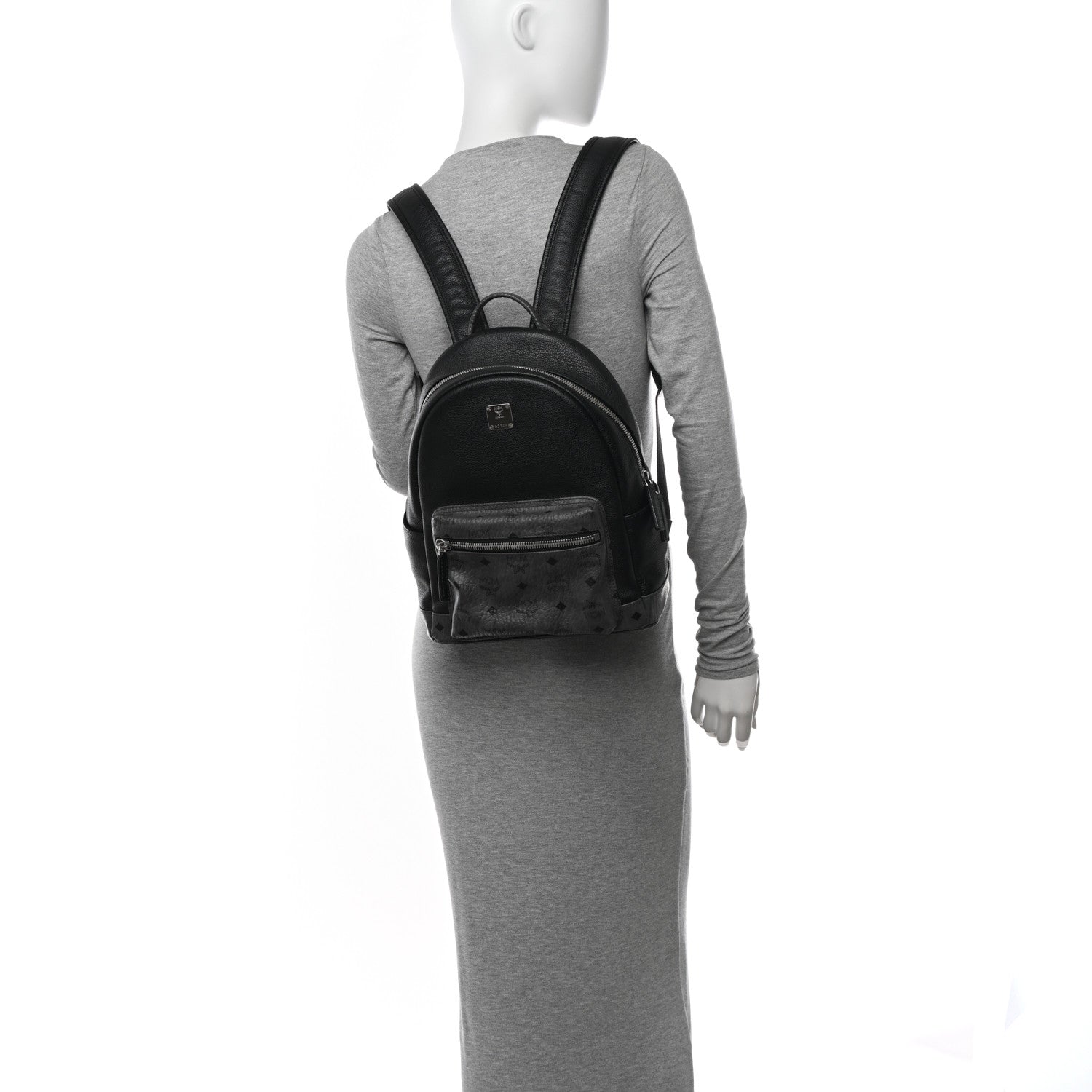 MCM Visetos Calfskin Medium Geonautic Backpack Black Phantom Grey 2 of 10