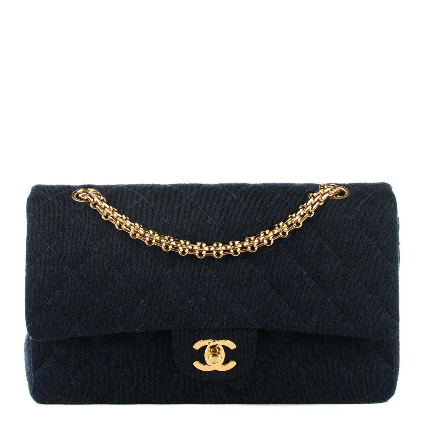 Jersey Quilted Medium Double Flap Navy