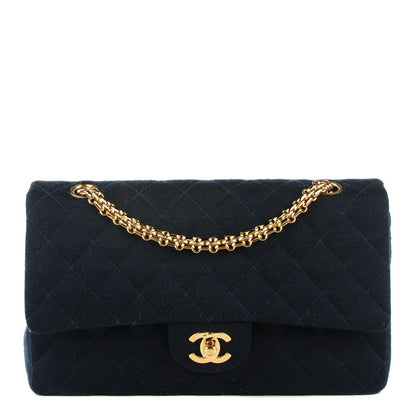 Chanel Jersey Quilted Medium Double Flap Navy 1 of 8
