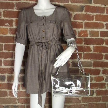 Chanel Vinyl Naked Classic Flap Silver 2 of 8
