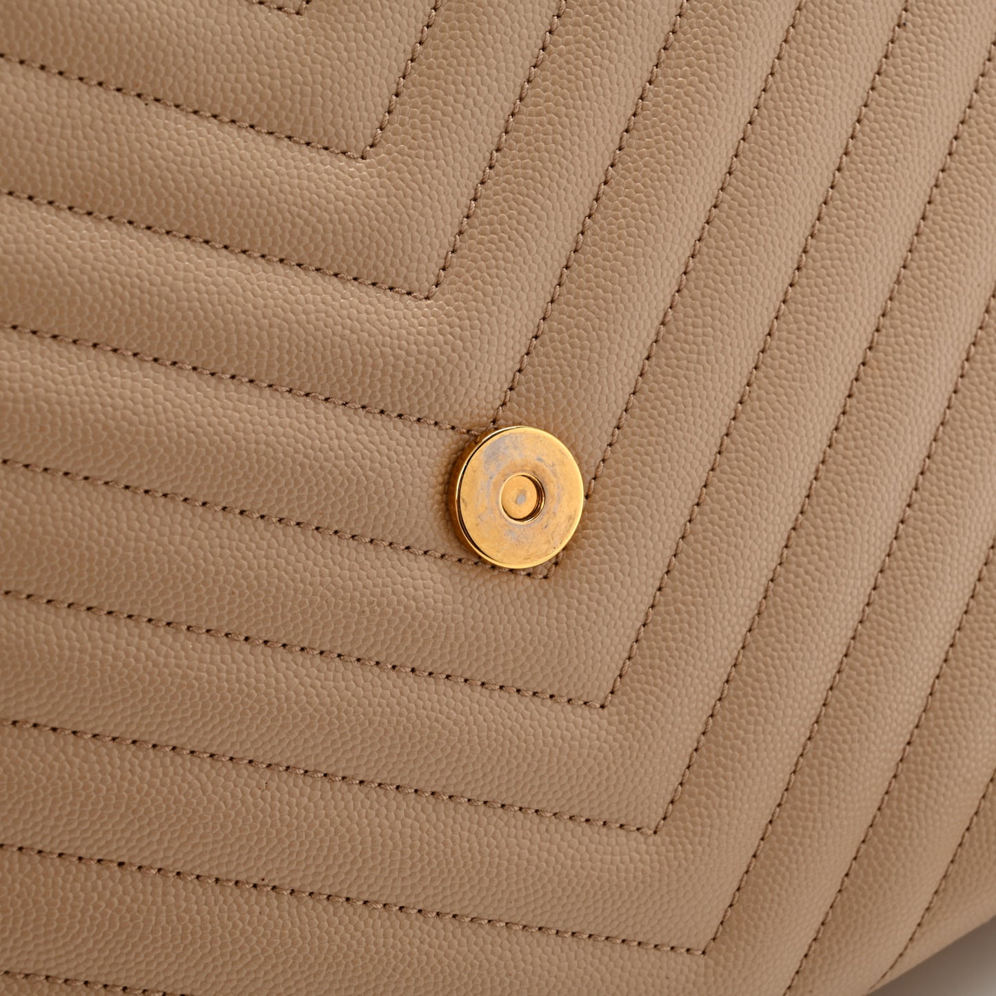 Grain De Poudre Matelasse Chevron Large Monogram Satchel Dark Beige