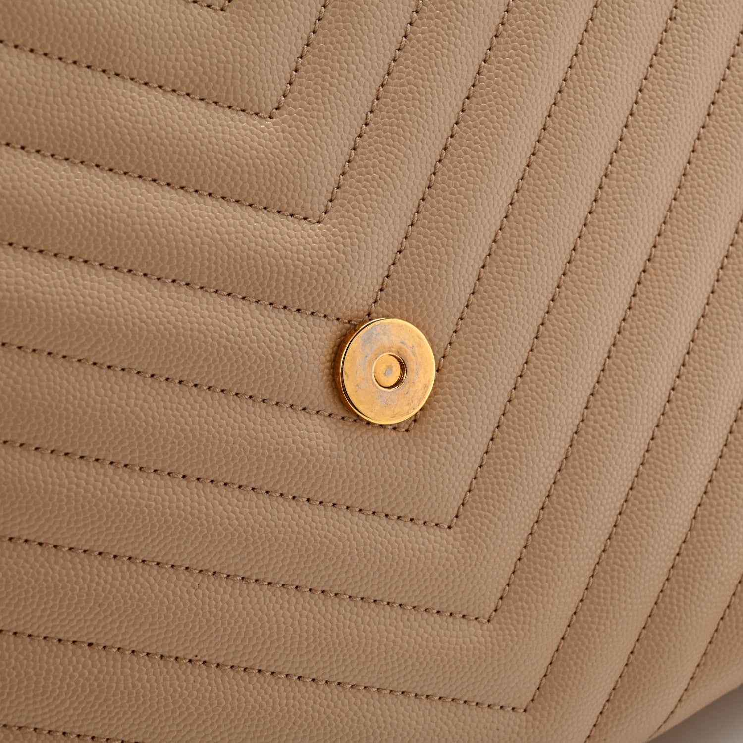 Saint Laurent Grain De Poudre Matelasse Chevron Large Monogram Satchel Dark Beige 13 of 13