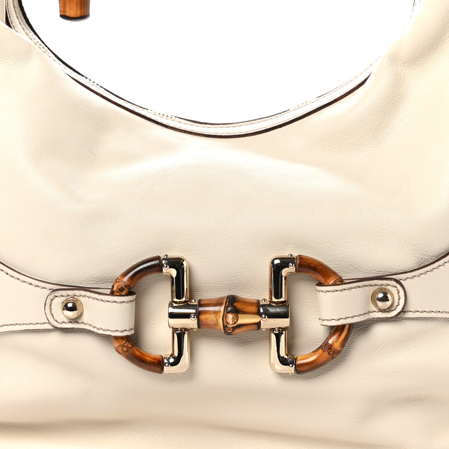 Gucci Monogram Bamboo Horsebit Amalfi Hobo Mystic White 8 of 10