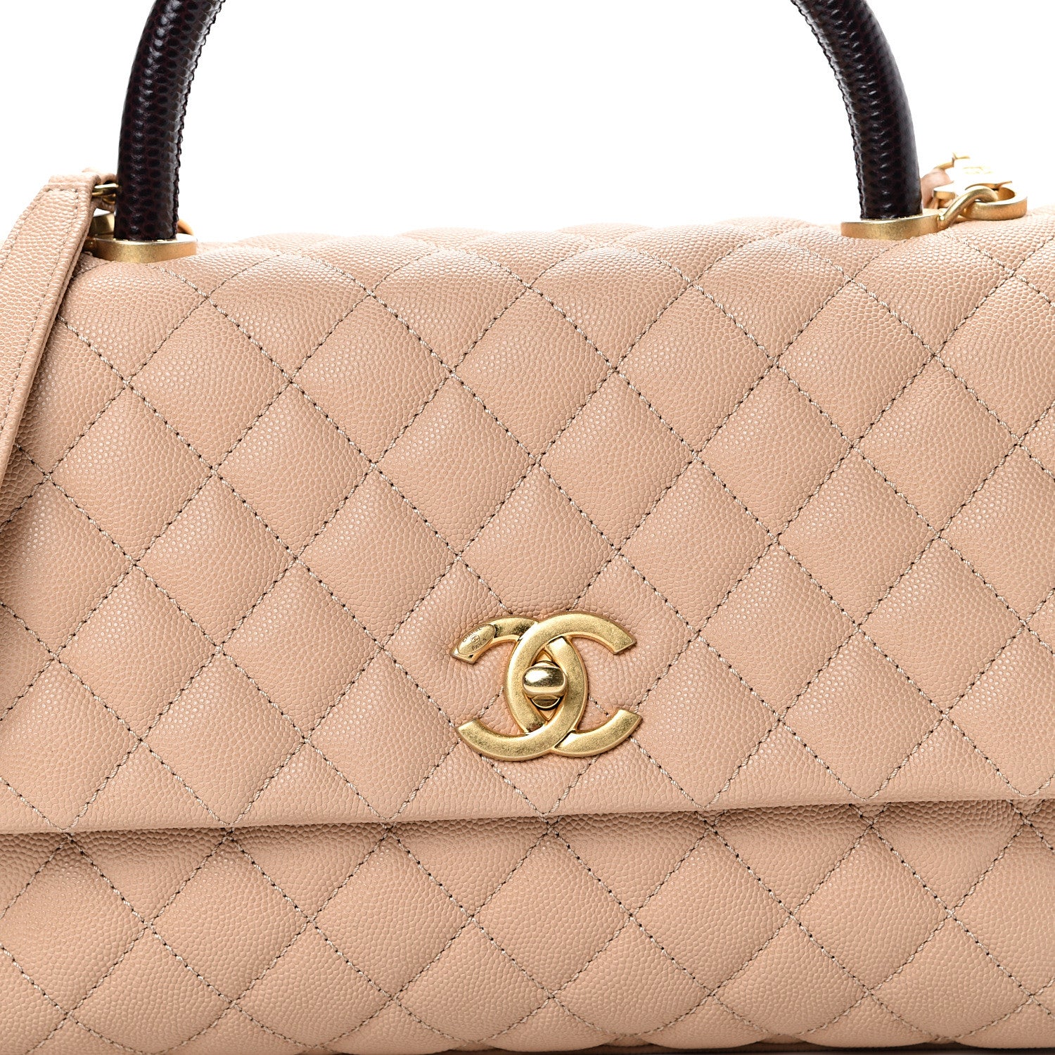 Chanel Caviar Lizard Embossed Quilted Small Coco Handle Flap Beige 7 of 10