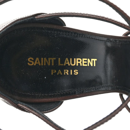 Saint Laurent Calfskin Cassandra Palm Logo 100 Ankle Strap Sandals 40 Moro 7 of 9
