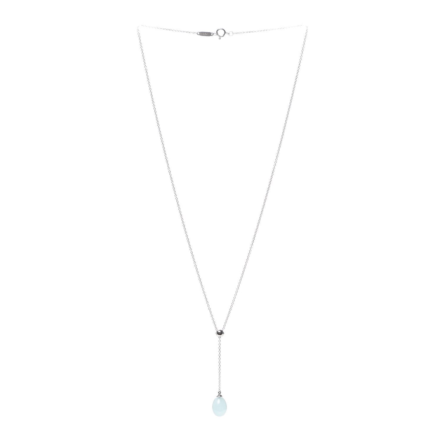 18K White Gold Aquamarine Rainbow Drops Pendant Necklace