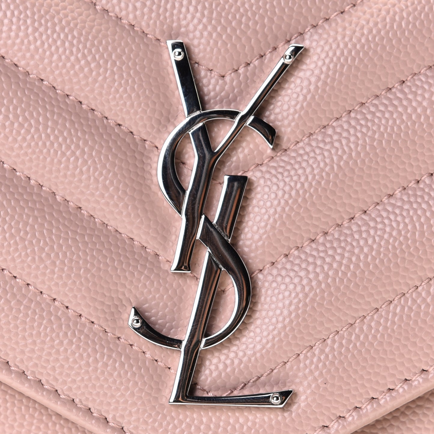 Grain De Poudre Matelasse Chevron Monogram Chain Wallet Pale Pink