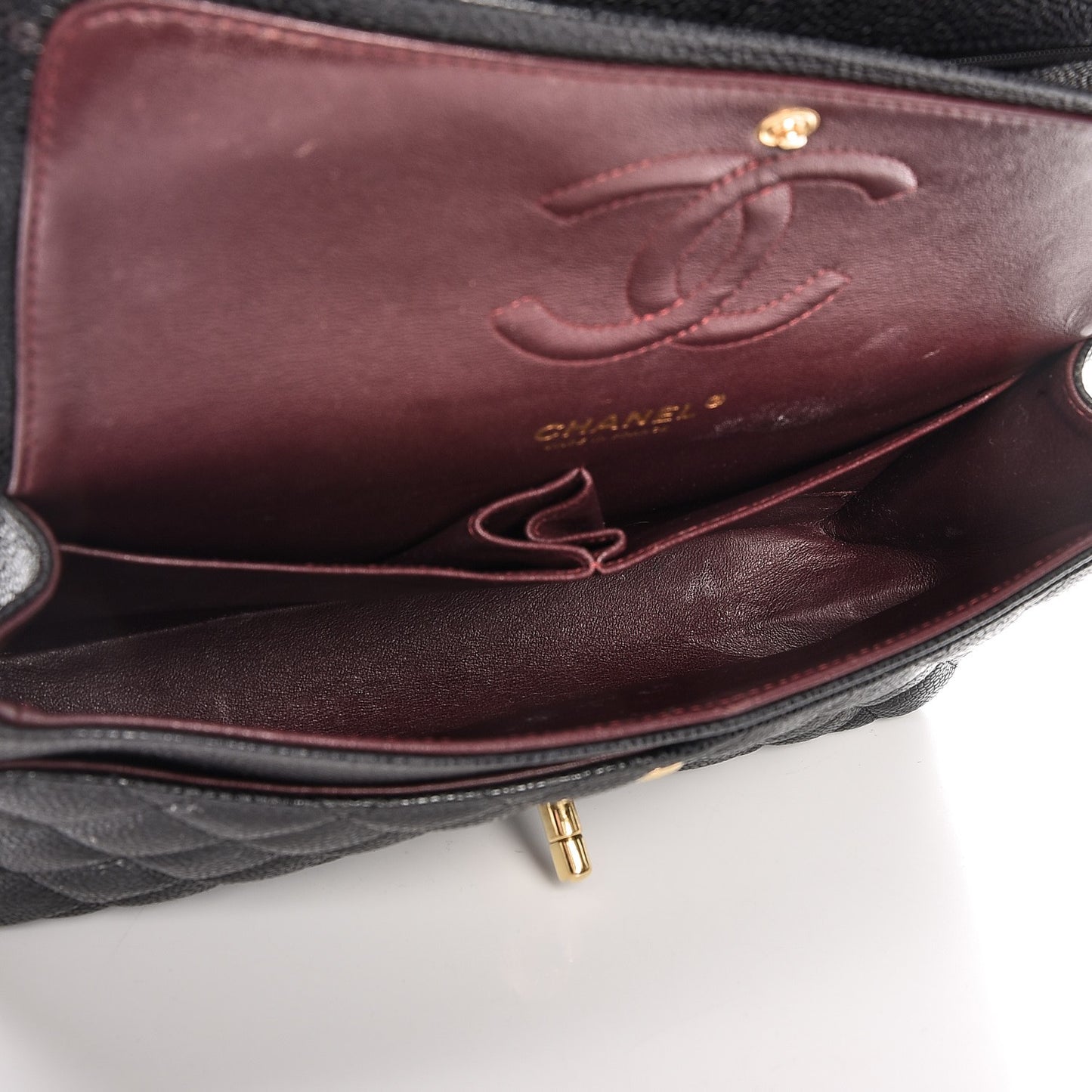 Caviar Quilted Medium Double Flap Black