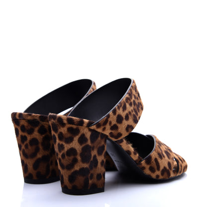 Saint Laurent Ponyhair Leopard Print Oak 75 Ankle Strap Sandals 38 Brown 3 of 11
