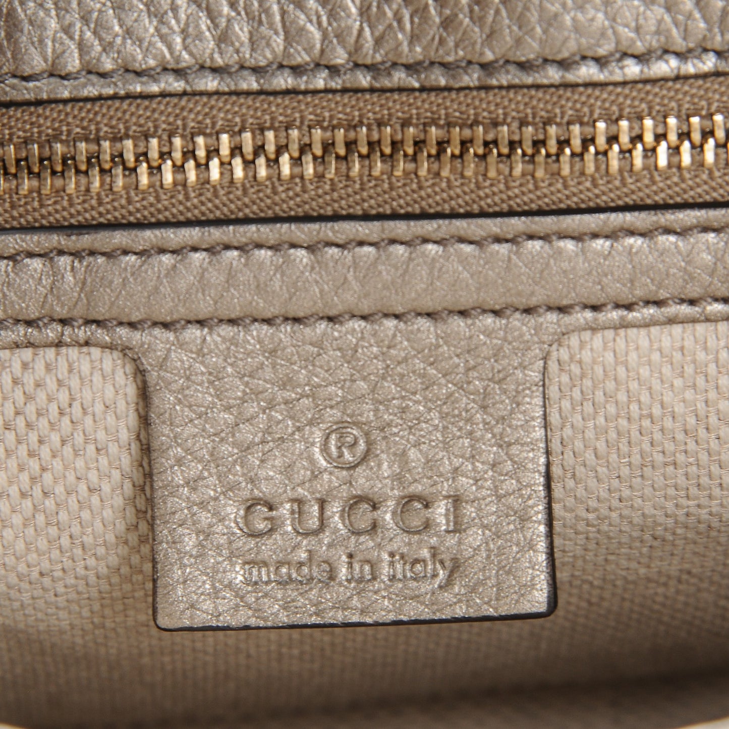Metallic Pebbled Calfskin Medium Soho Flap Crossbody Golden Beige