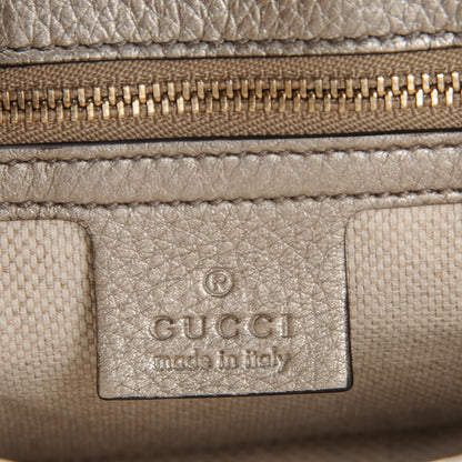 Gucci Metallic Pebbled Calfskin Medium Soho Flap Crossbody Golden Beige 6 of 7