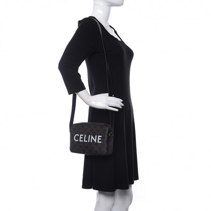 Celine Triomphe Canvas Medium Messenger Bag Black 2 of 9