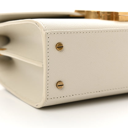 Saint Laurent Grain de Poudre Mini Classic Monogram Cassandra Top Handle Vintage White 9 of 12