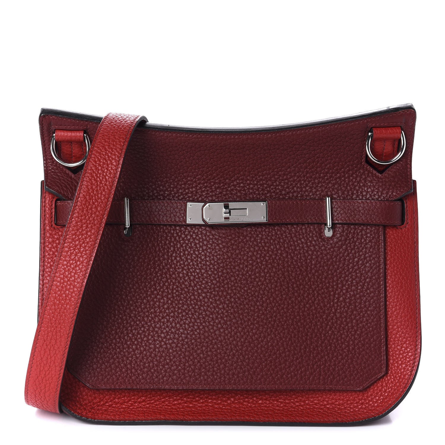 Hermes Taurillon Clemence Bi-Color Jypsiere 28 Rouge H Rouge Casaque 1 of 10