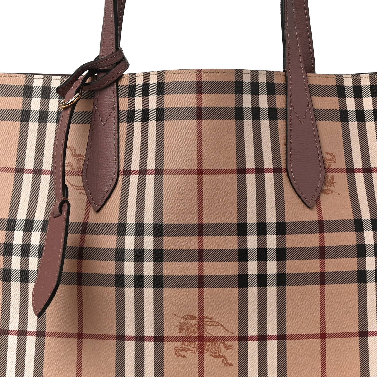 Grainy Calfskin Haymarket Check Medium Reversible Tote Dusty Pink