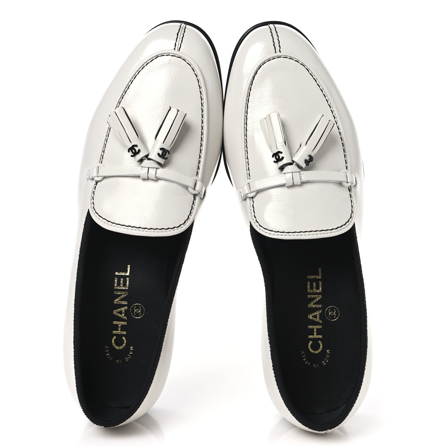Chanel Calfskin Tassel Moccasin Loafers 38.5 White 2 of 9