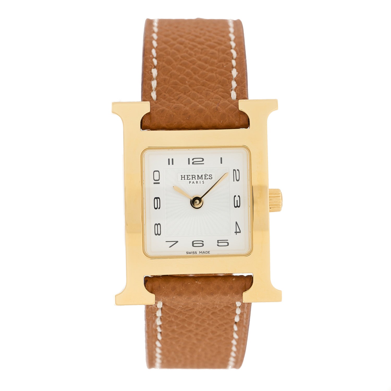 Hermes Stainless Steel Epsom 21mm Heure H Hour Quartz Watch Gold 1 of 5