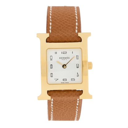 Hermes Stainless Steel Epsom 21mm Heure H Hour Quartz Watch Gold 1 of 5