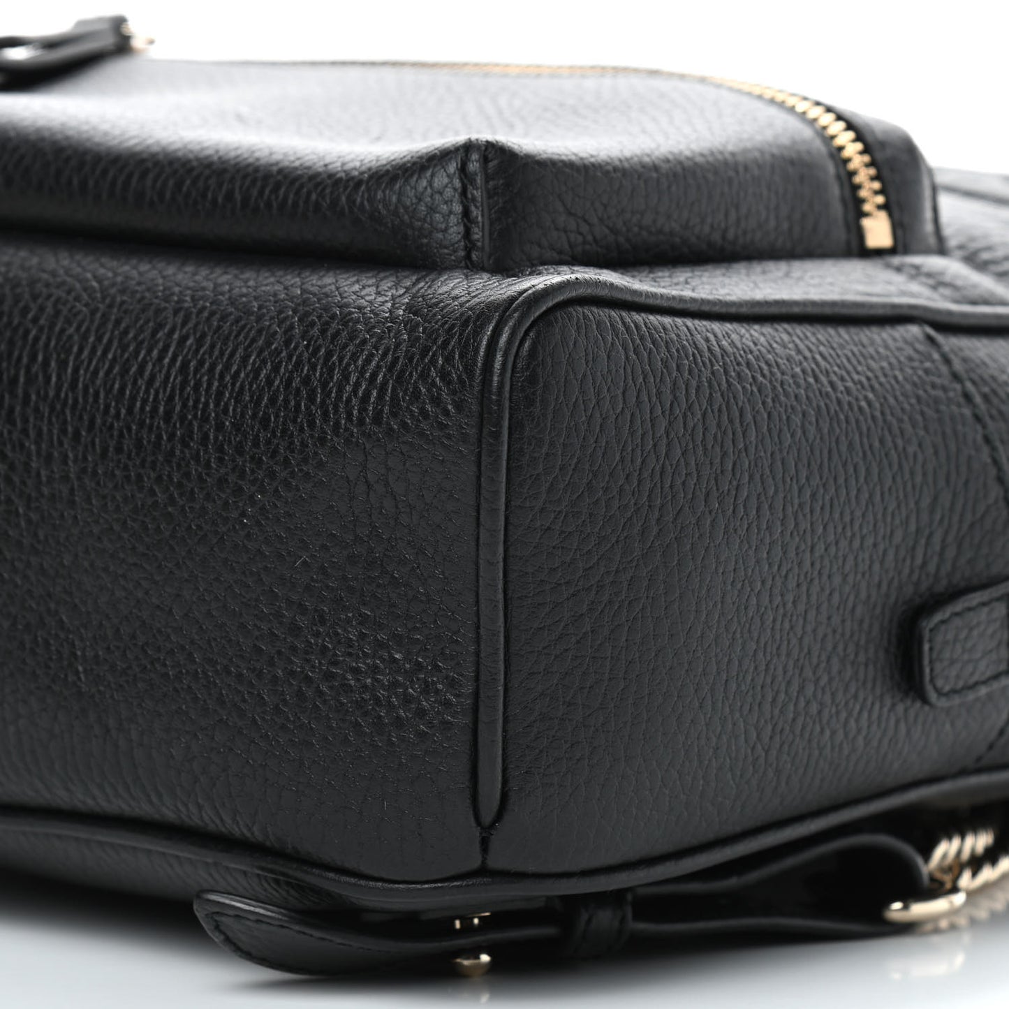 Pebbled Calfskin Soho Chain Backpack Black