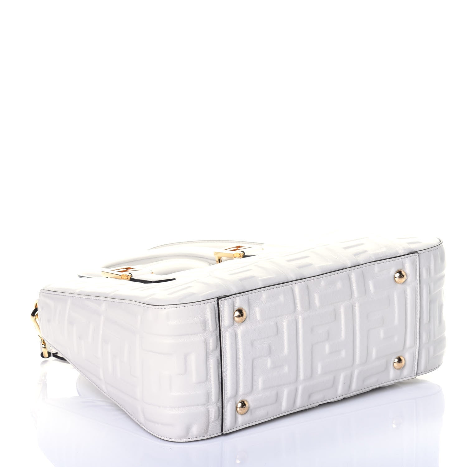 Fendi Nappa FF 1974 Embossed Small FF Tote White 5 of 10