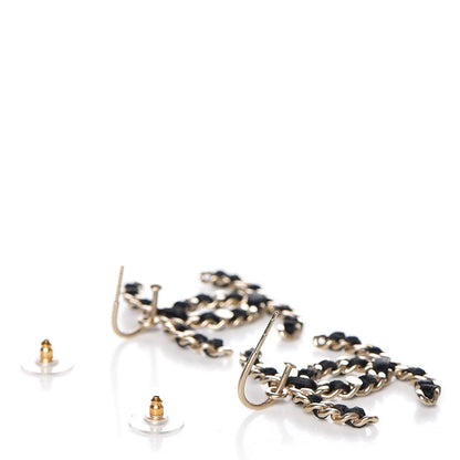 Chanel Satin CC Chain Earrings Light Gold Black 3 of 4