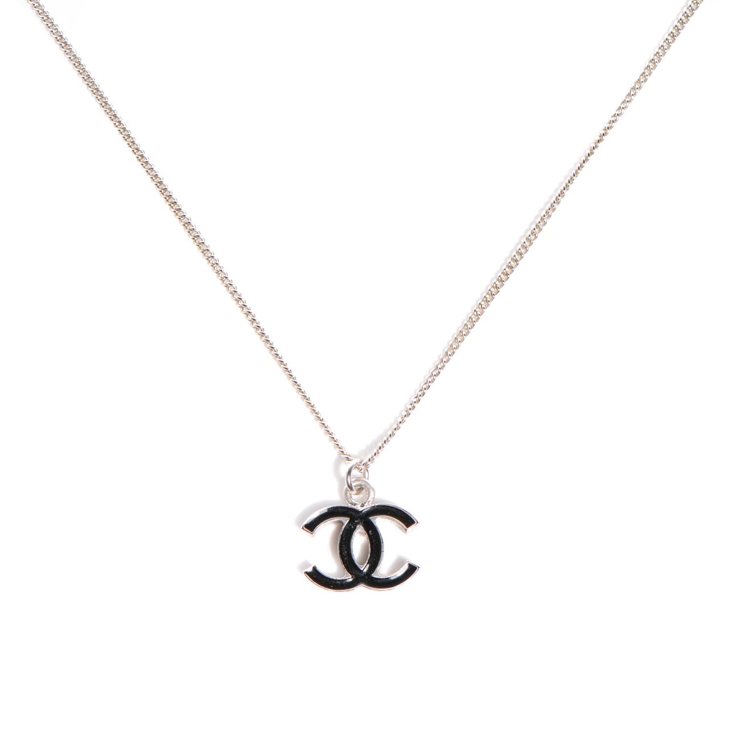 Enamel CC Necklace Black