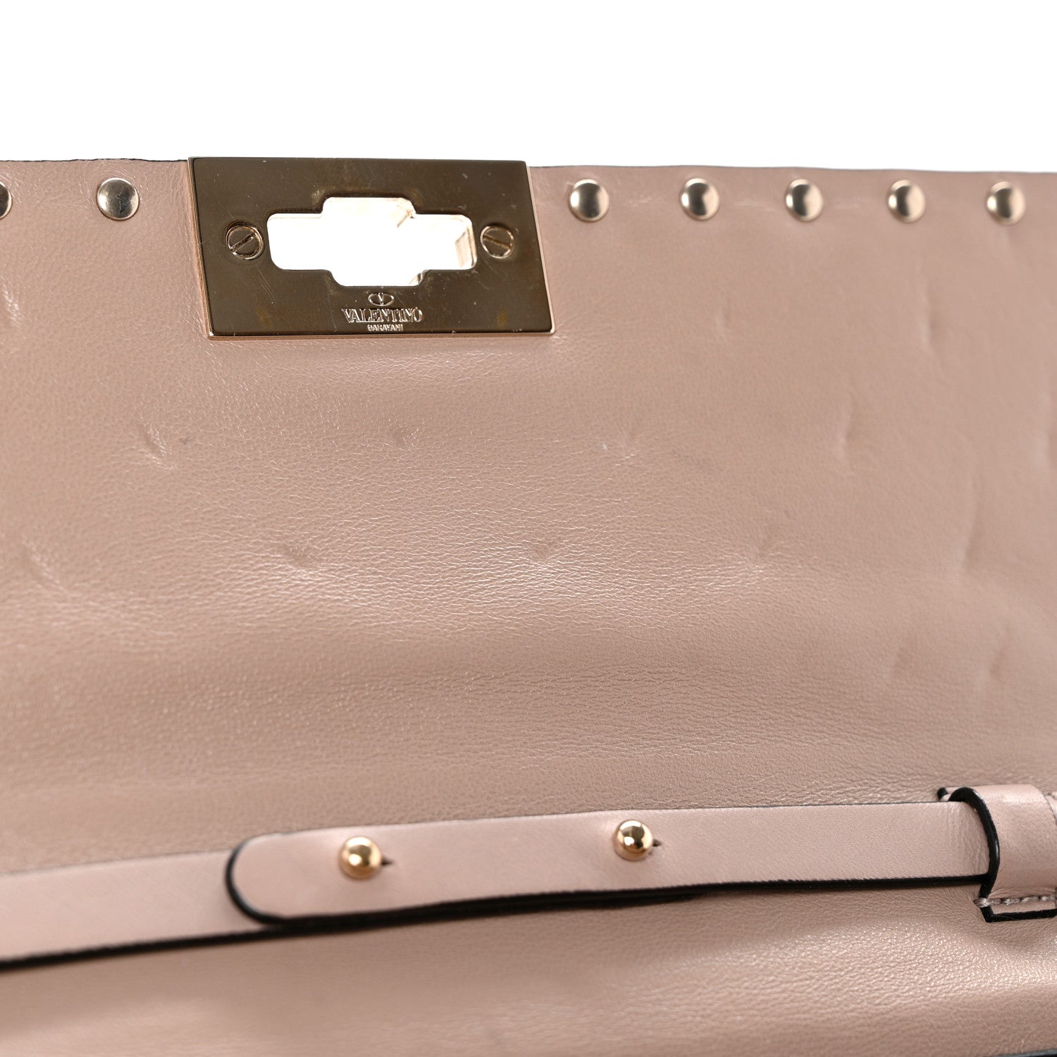 Valentino Garavani Lambskin Rockstud Spike Wallet on Chain Poudre 7 of 9