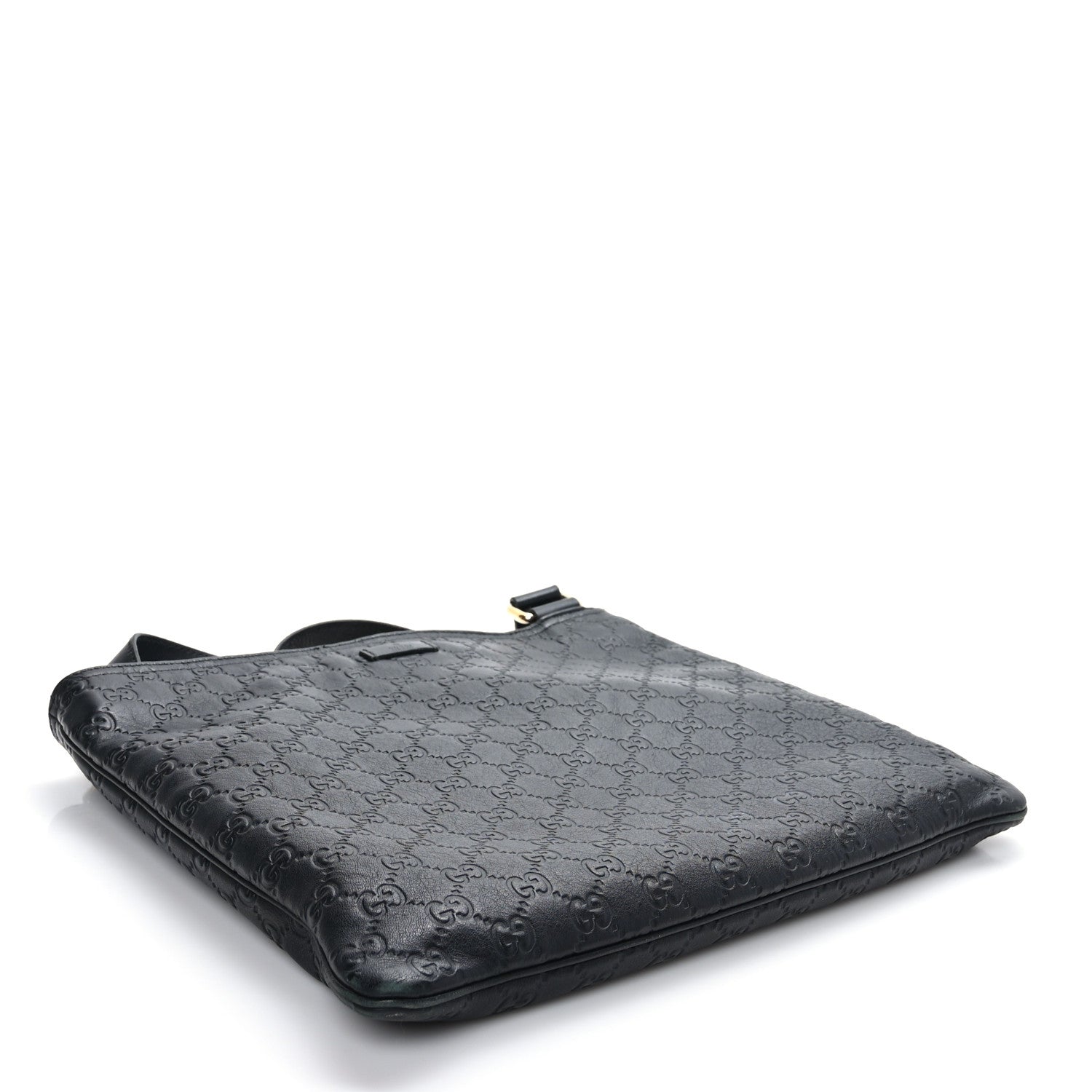 Gucci Guccissima Medium Flat Messenger Bag Black 4 of 9