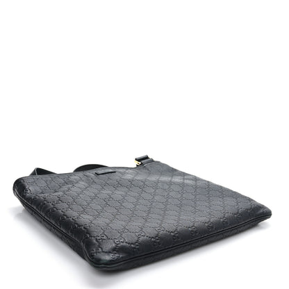 Gucci Guccissima Medium Flat Messenger Bag Black 4 of 9