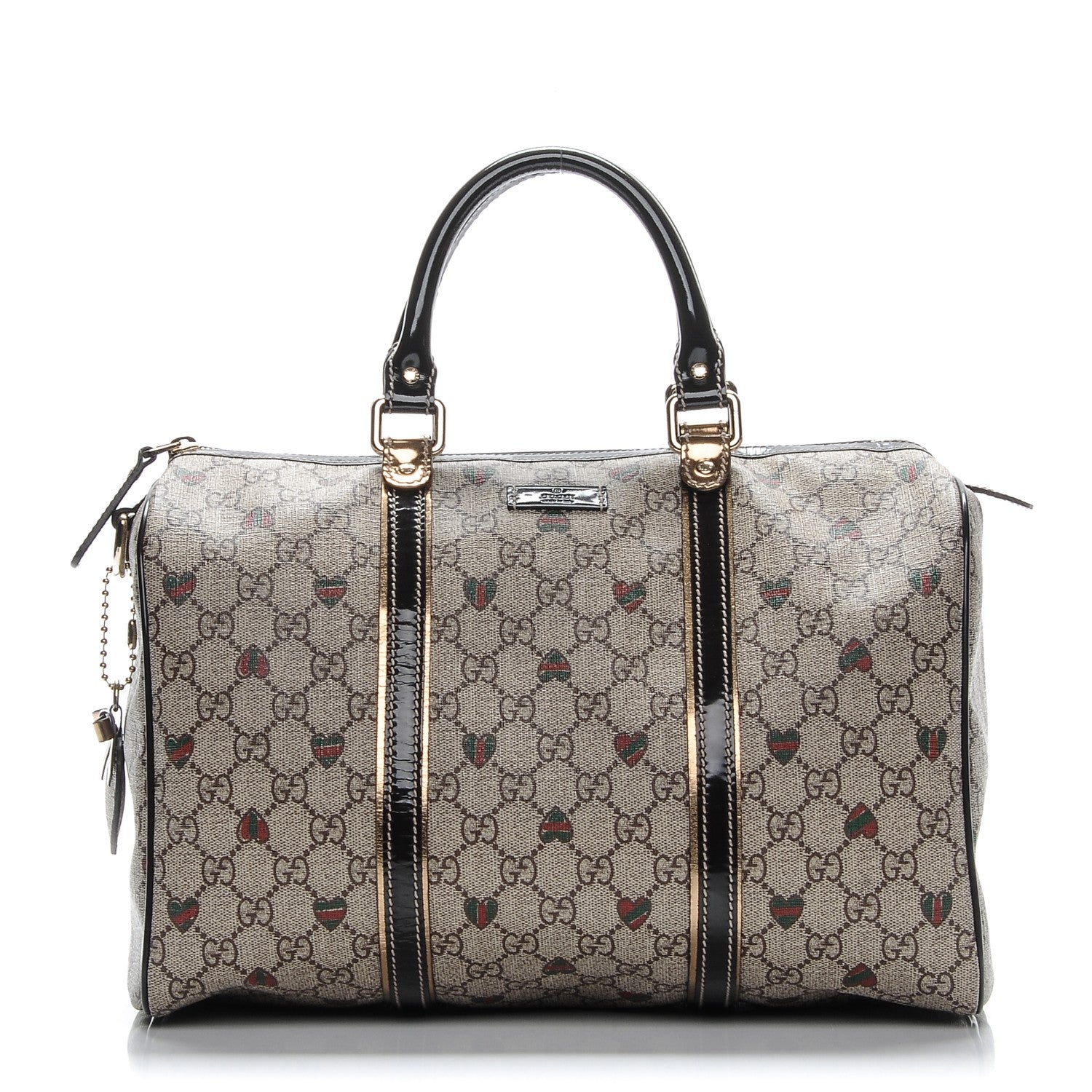 Gucci GG Plus Monogram Hearts Medium Joy Boston Dark Brown 1 of 7