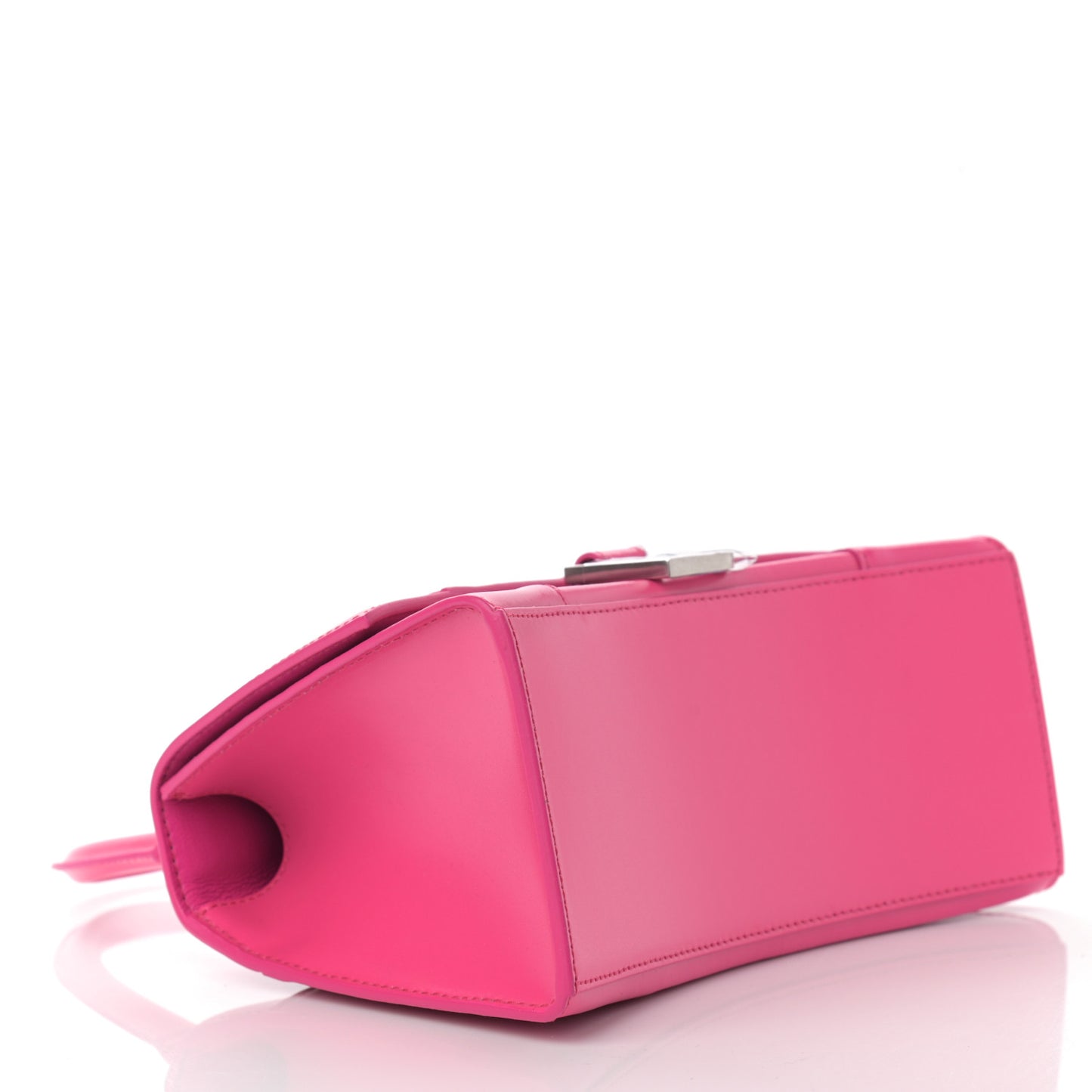 Shiny Box Calfskin Small Hourglass Top Handle Bag Acid Fuchsia
