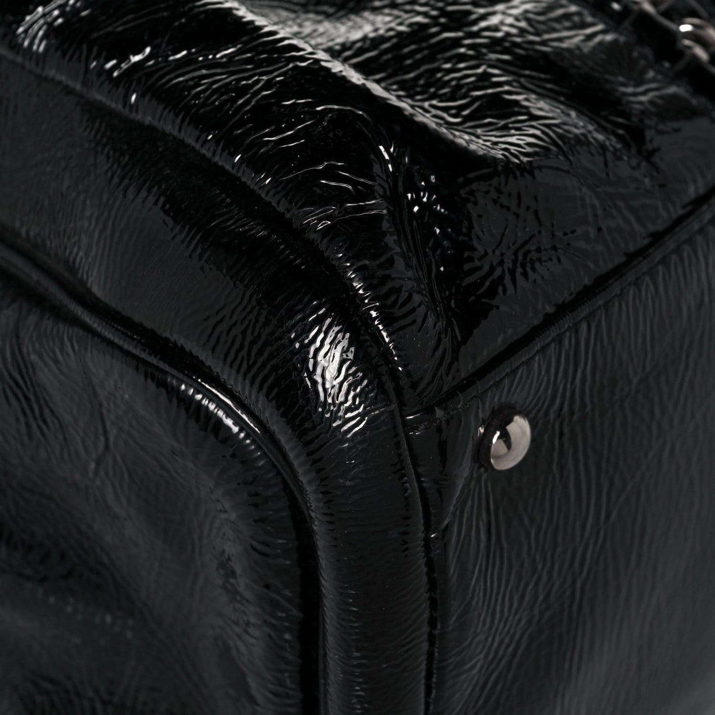 Patent Calfskin Large Luxe Ligne Tote Black
