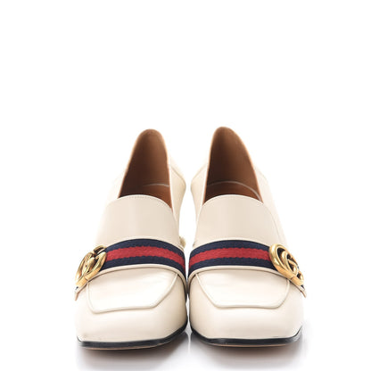 Gucci Calfskin Web Pearl Embellished Peyton Loafer Pumps 40 Ivory 2 of 12