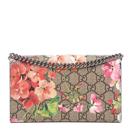 Gucci GG Supreme Monogram Blooms Chain Wallet Beige Multicolor Dry Rose 1 of 7