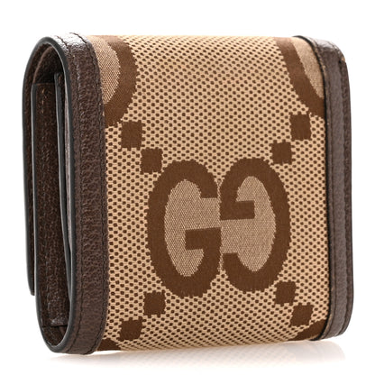 Gucci Monogram Jumbo GG Textured Dollar Calfskin Diana Compact Wallet Camel Ebony New Acero 3 of 11
