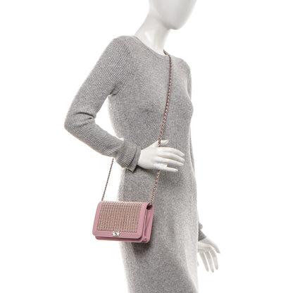 Chanel Calfskin Crystal Studded Boy Wallet On Chain WOC Pink 2 of 8