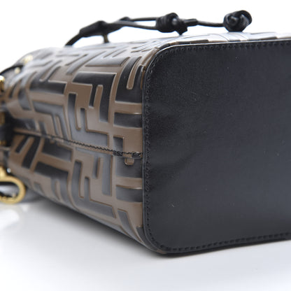 Fendi Vitello Liberty F is Fendi Bi-Color FF 1974 Embossed Mini Mon Tresor Bucket Bag Maya Black 9 of 11