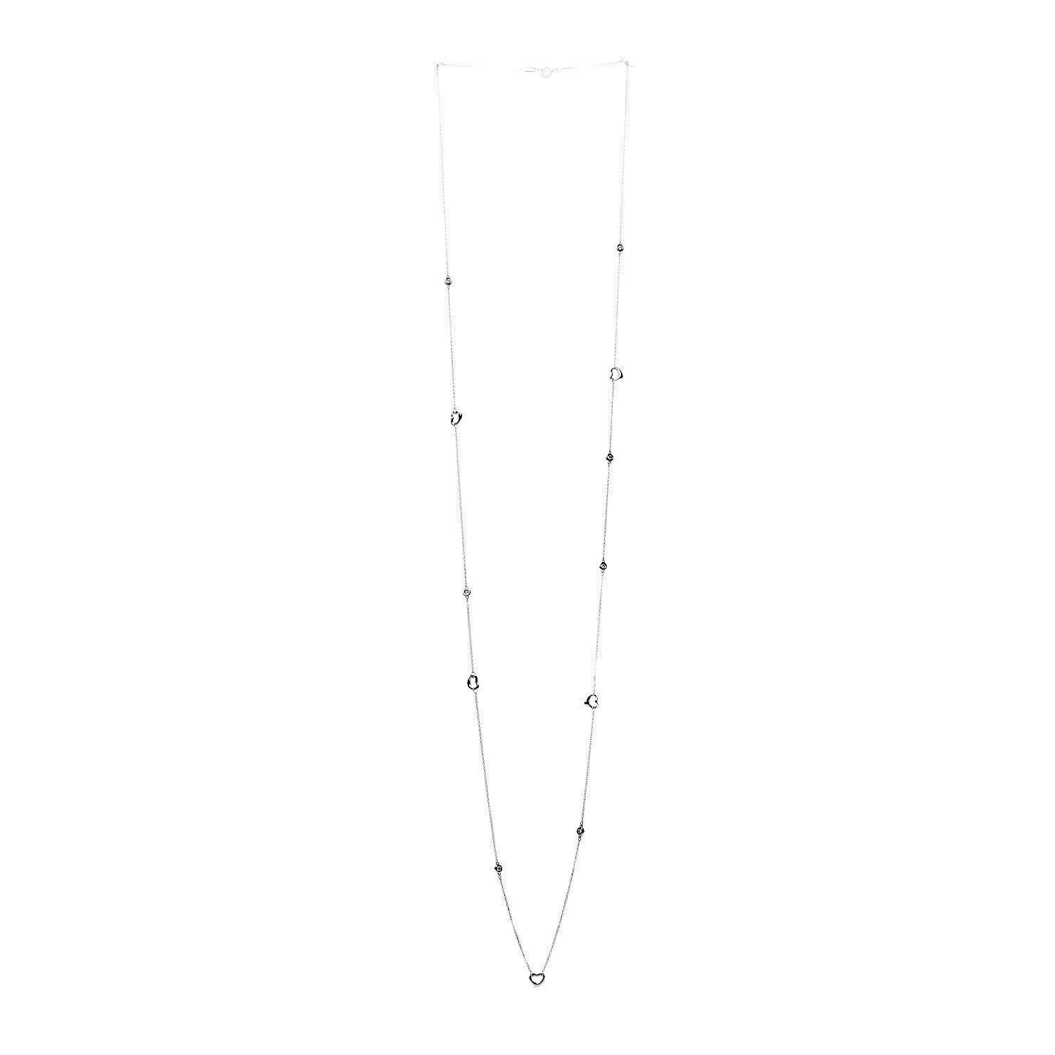 Tiffany Sterling Silver Diamond Elsa Peretti Diamonds By The Yard Open Heart Necklace 2 of 7