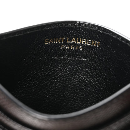 Saint Laurent Grain De Poudre Matelasse Chevron Monogram Credit Card Case Black 6 of 8