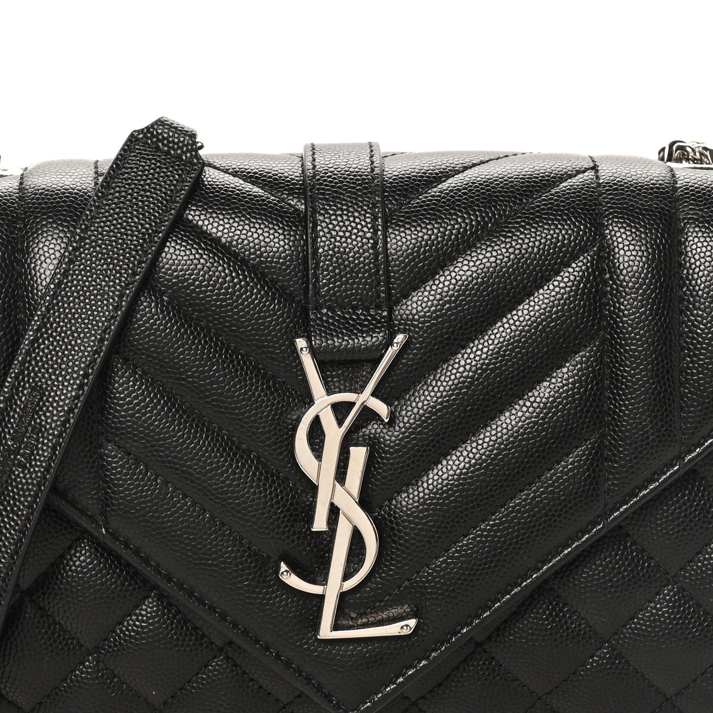 Grain De Poudre Textured Mixed Matelasse Triquilt Small Monogram Satchel Black
