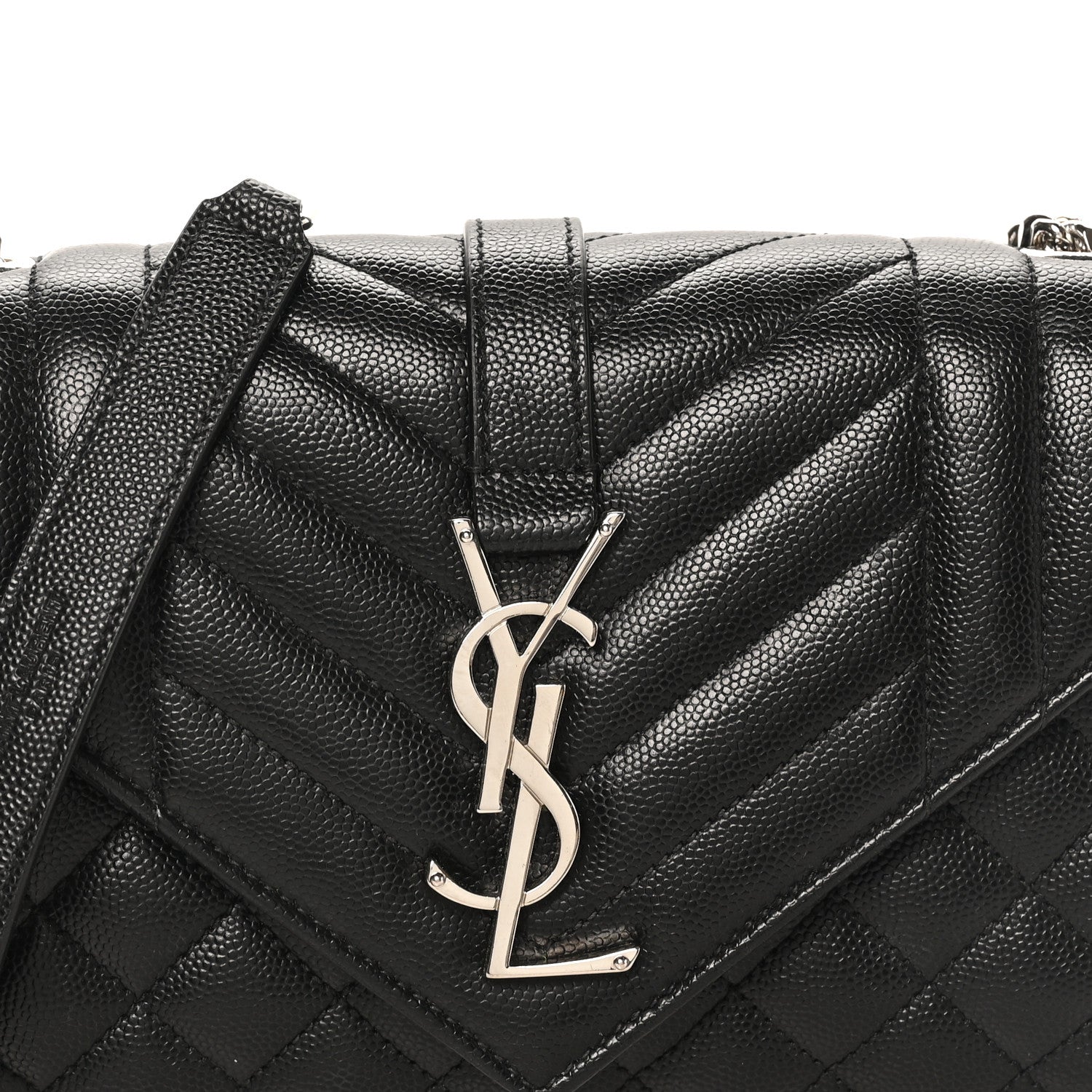 Saint Laurent Grain De Poudre Textured Mixed Matelasse Triquilt Small Monogram Satchel Black 7 of 9