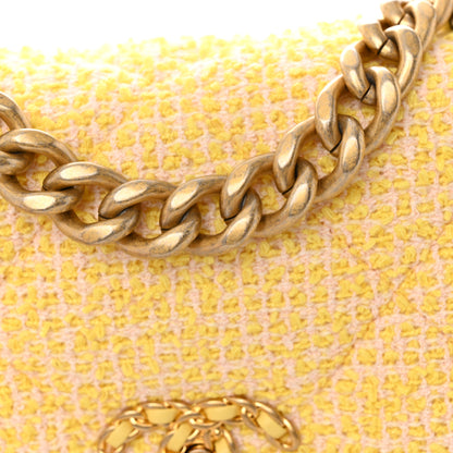 Chanel Tweed Quilted Medium Chanel 19 Flap Yellow Pink 11 of 12