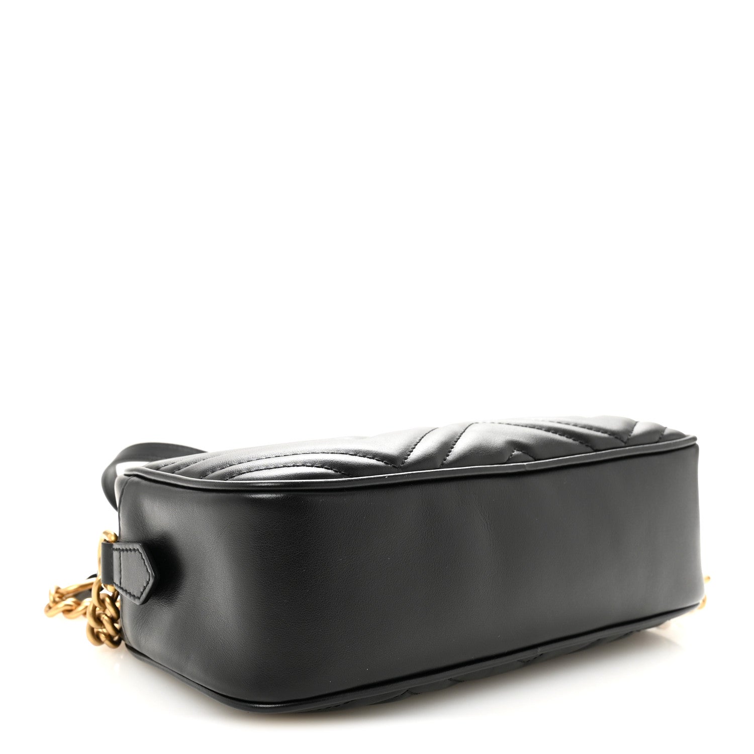Gucci Calfskin Matelasse Small GG Marmont Chain Shoulder Bag Black 4 of 10